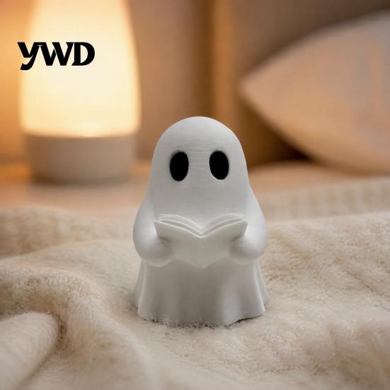 Small Ghost Statues for Desks Halloween Mini Reading Book Ornament, 3D Printed Cute Little Sturdy Figurines Figurine, Durable PLA Creative Bookshelves