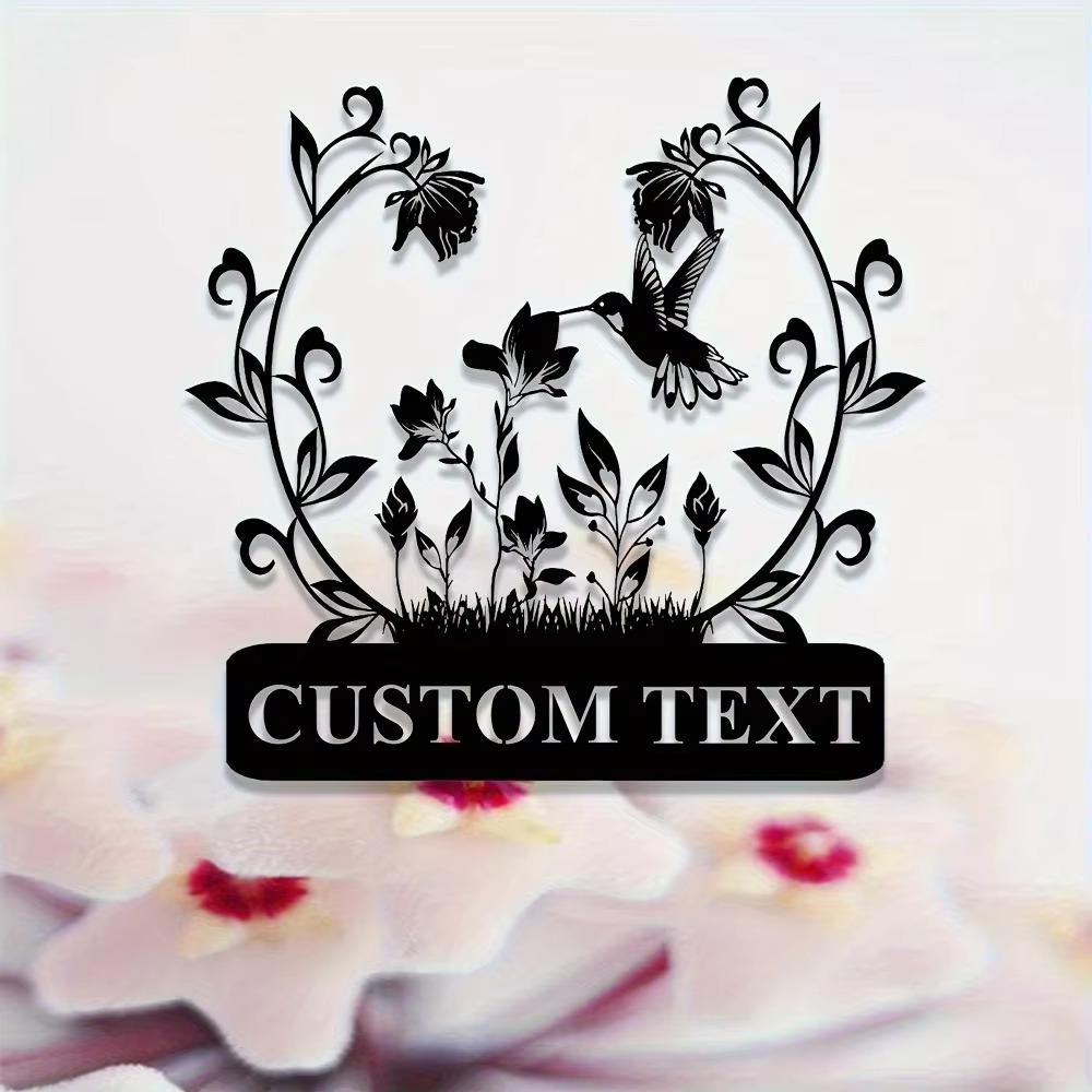 Personalized Metal Sign Floral Silhouette Wall Art Garden Gift