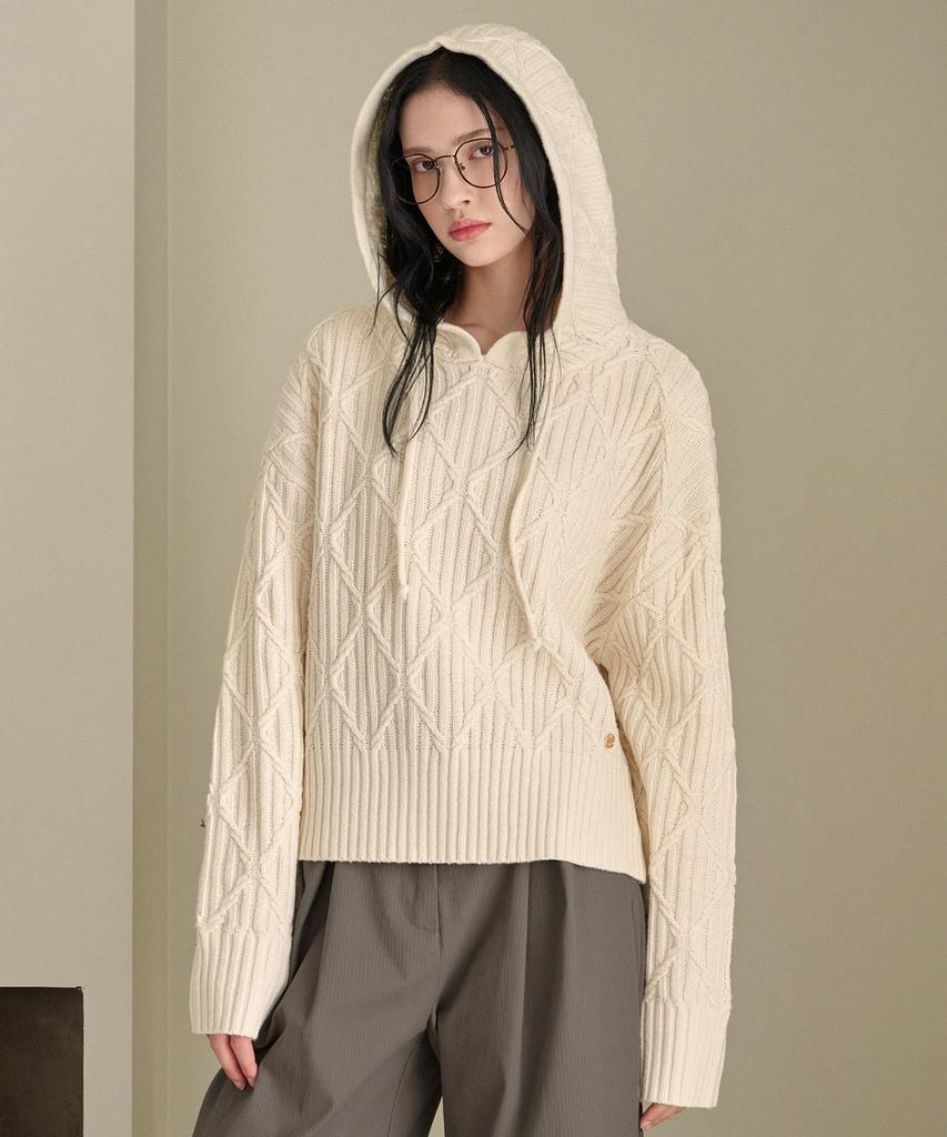MICANE Wool Oversized Hooded Knit