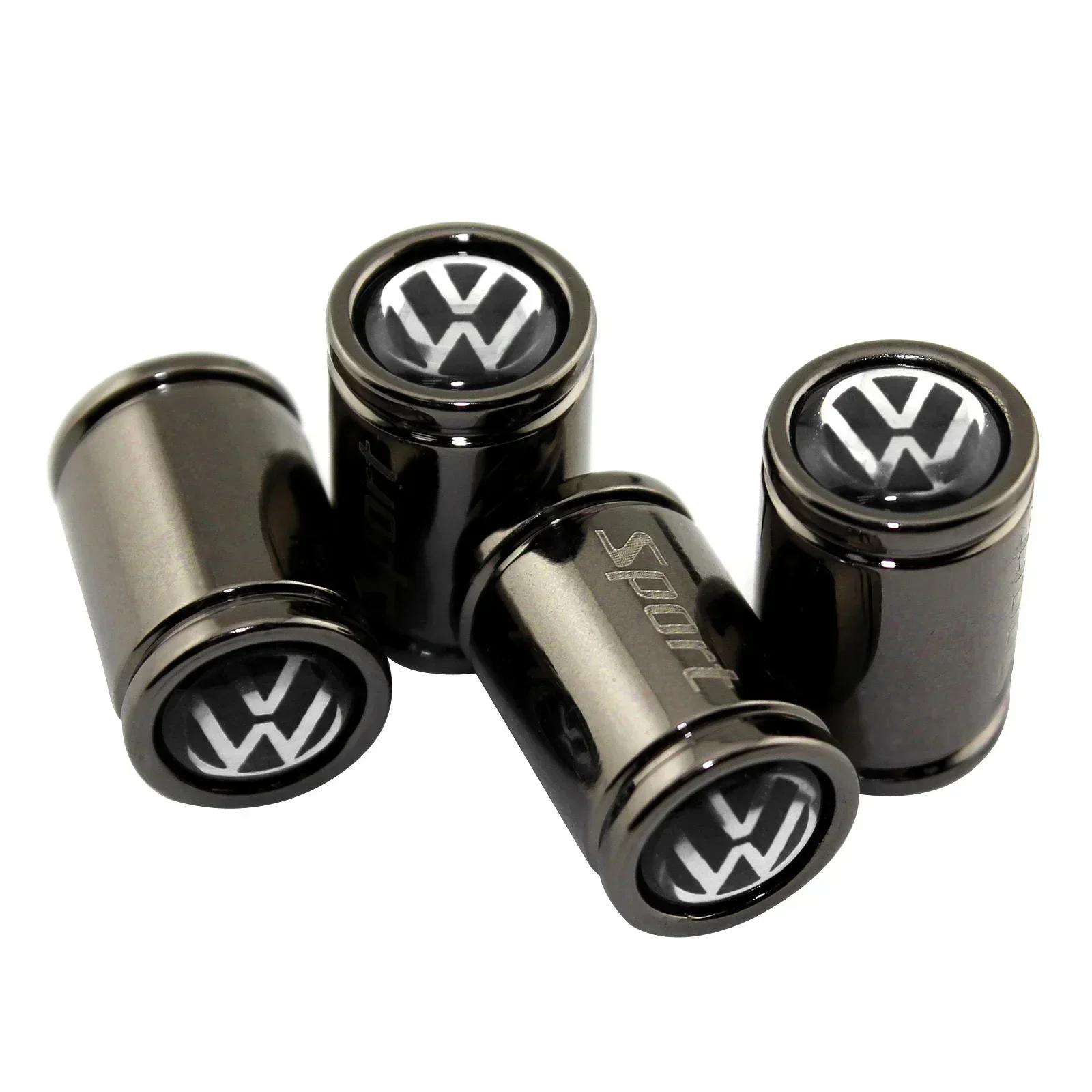 

2025 Hot 4PCS Car Wheel Tire Valves Tyre Stem Air Caps for Volkswagen Touran Polo Tiguan Passat GTI R Line Golf Beetle Caddy Ven