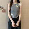 WTEMPO Elegant Embroidered Butterfly Chic Strap Tops for Women In Spring and Summer Large Size Slim Fit Sleeveless Tops