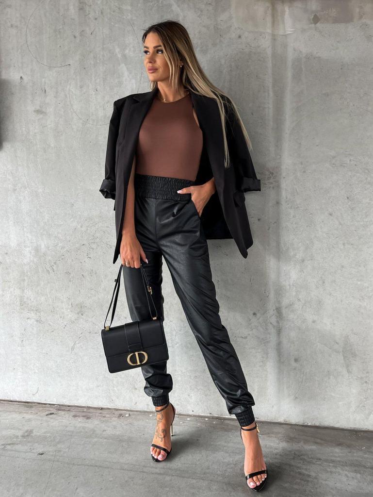 Street Trend High-Waist Leather Pants for Women - European & American Motorcycle Style, Autumn/Winter Fashion