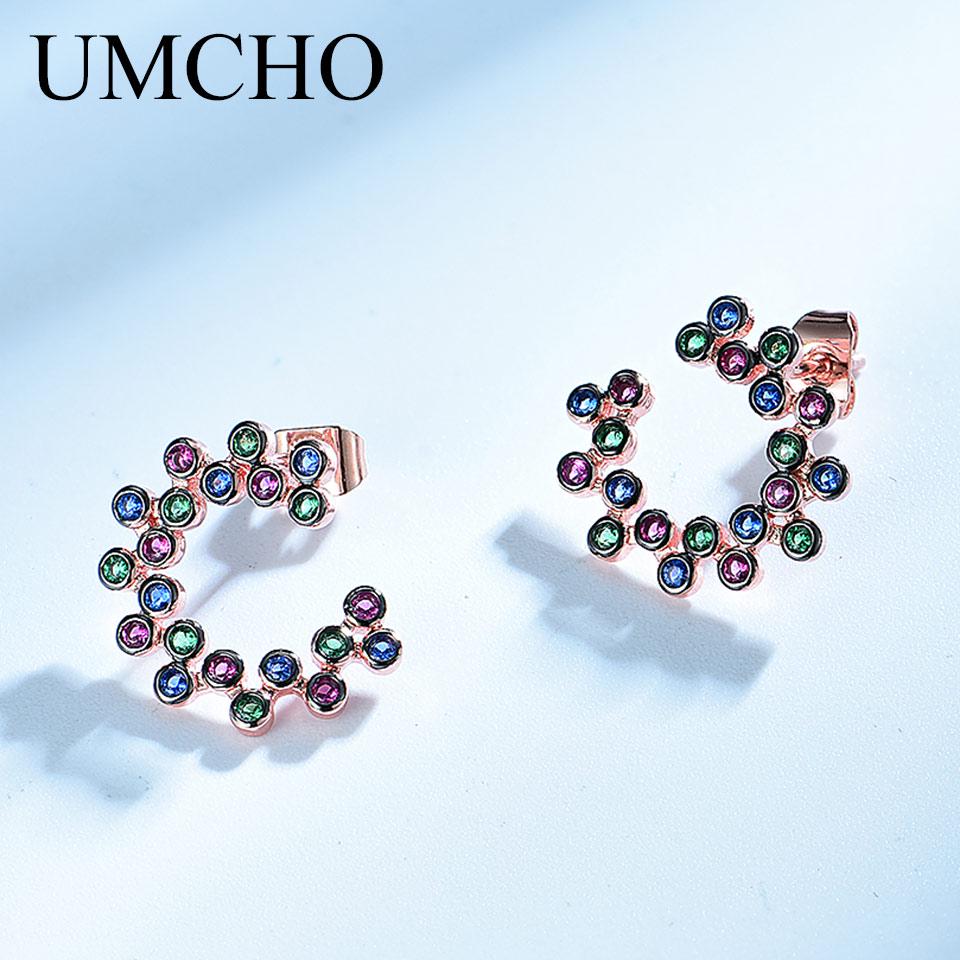 Klassische Ohrstecker Mode 925 Silber Runde Mini Ohrring Set Halbcreolen Bunte Zirkonia Damen Luxusschmuck Creolen