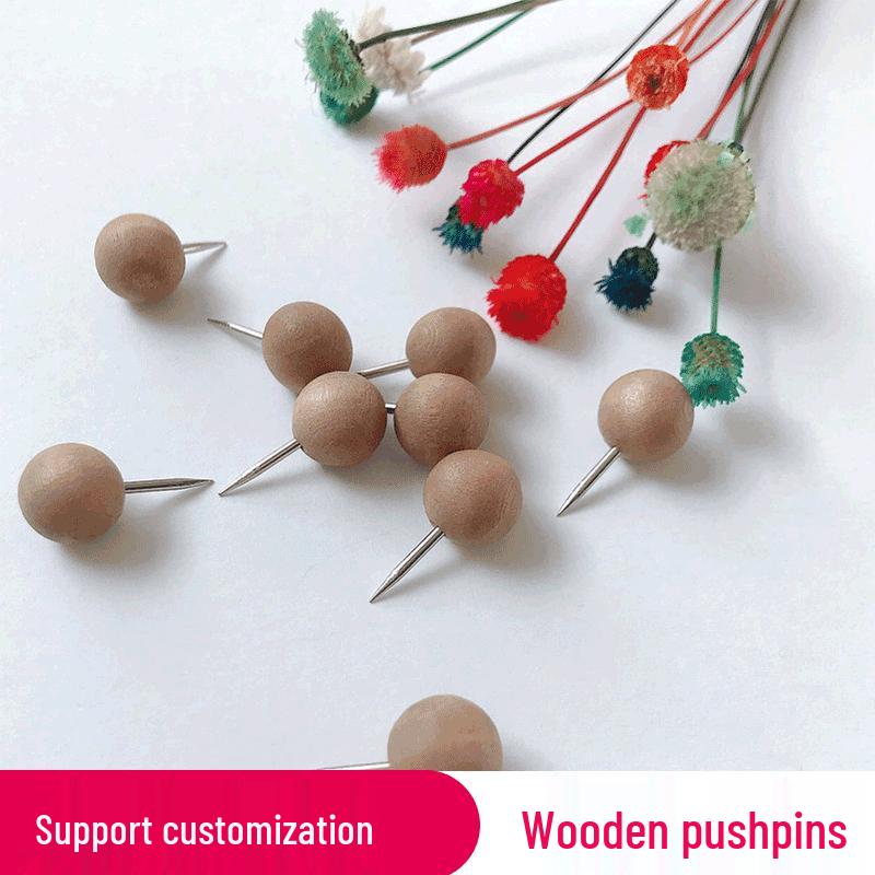 Creative Solid Wood Flat Head Push Pins for Photo Walls and Signs Solid Wood