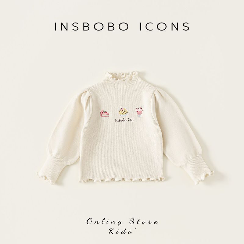 Insbobo Girls Sweater 2026 Spring New Style Kidsren s Knitwear Baby Fashionable Top Spring & Fall Knitwear Off-White 80