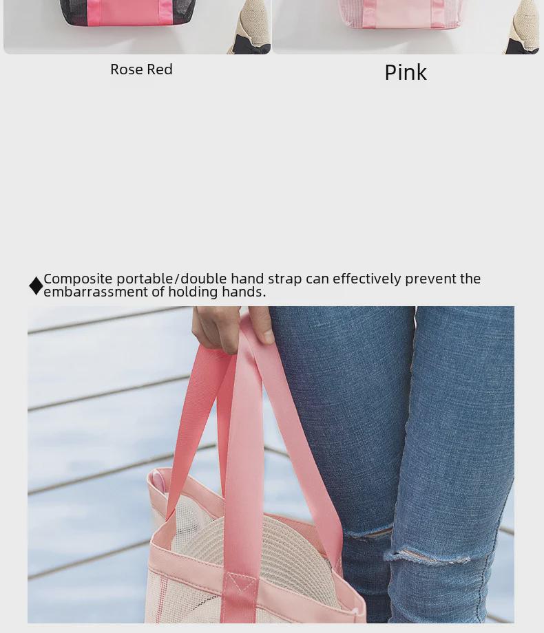 Solid Color Beach Bag: Portable Outdoor Travel and Swimming Storage Solution