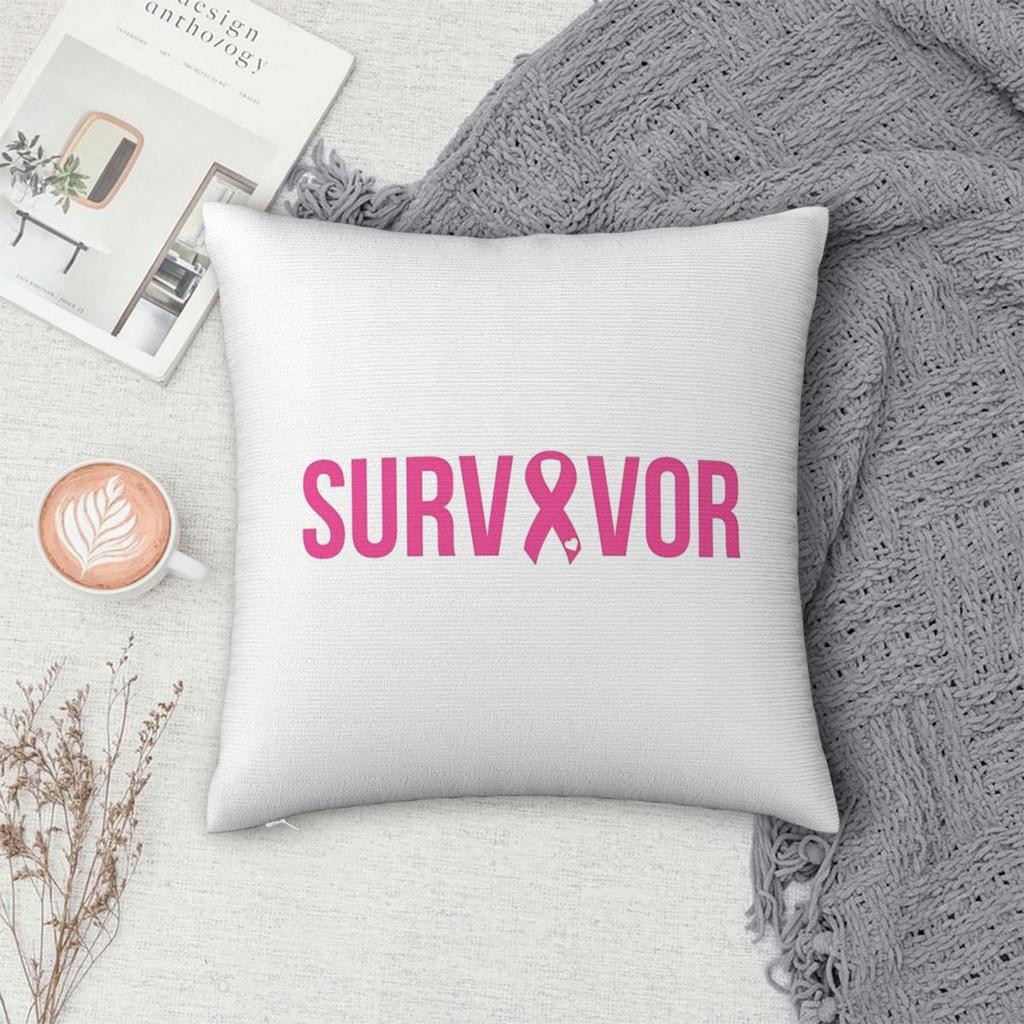 Breast Cancer Survivor Pillowcase Polyester Cushion Cover Decorations Throw Pillow Case Cover Home Square 18'