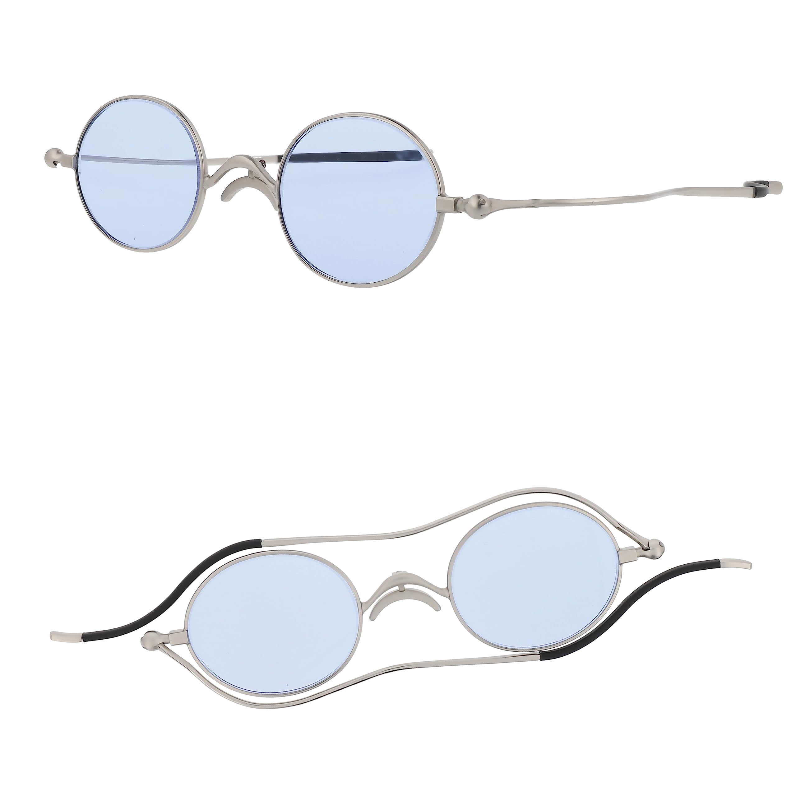 

SHIORI Thin and Lightweight Sunglasses Full Flat Round Type Silver SI04-4