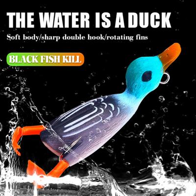 8cm 9.5g 3D Spinner Leg Duck Bait Vivid Appearance Vibrant Color Fishing Lure Duckling Floating Plopping Splashing Feet Hard Fishing Tackle