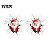Indoor Outdoor Holiday Decor 3D Santa Claus Wall Sticker, Realistic Breaking Decal for Christmas Decoration, Festival Atmosphere Decoration Waterproof