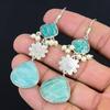 Daughters Day Deal 925 Silver Amazonite Gemstone Dangling Hook Earrings Jewelry