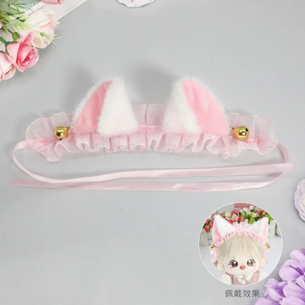Cute Animal Ear Dress Up Doll Maid Style Cat Ears hairband Cotton doll headwear  20cm Doll