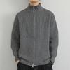 Cardigan din lână cu fermoar dublu Bărbați Jachetă tricotată cu fermoar casual pentru bărbați