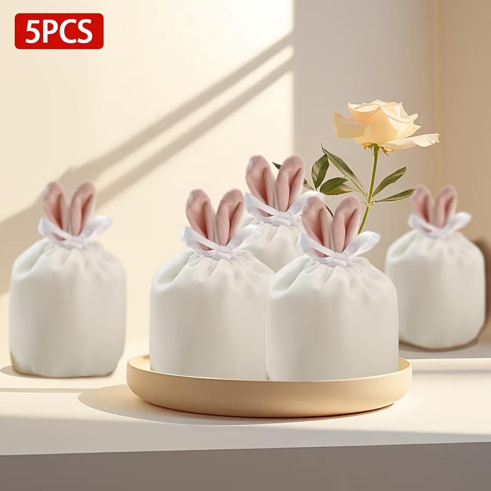 

5PCS Easter Bunny Rabbit Bags Ears Velvet Bag Gift Box Sugar Box Wedding Candy Box Creative Cute Easter Party Snack Bag Decor сірий колір