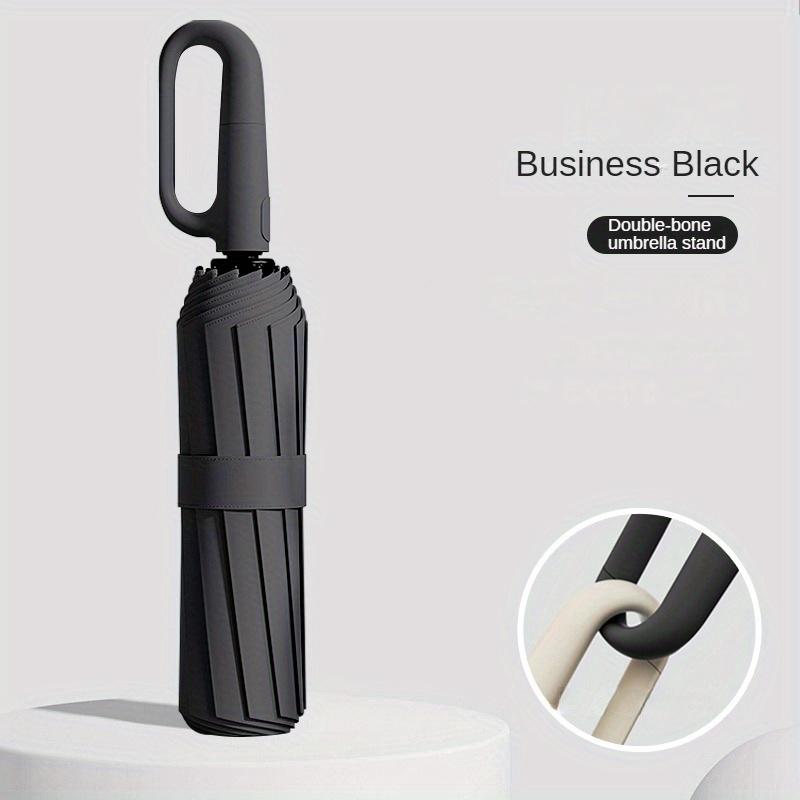 

D-образная пряжка Легко подвесить Ручной складной зонт, Зонт от солнца, Повседневный водонепроницаемый прочный компактный зонт metal-fiber composite&10K чёрный