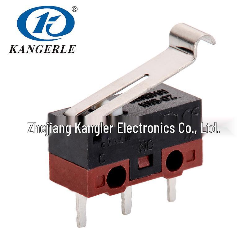 KW5-OZ Micro Switch with Bent Lever, Red Base, and Three-Prong Plug