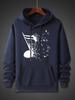 Broken Flying Notes Art Print Men's Hoodie Soft Running Hoodie Casual Autumn and Winter Streetwear Unisex Loose Fleece Hoodie