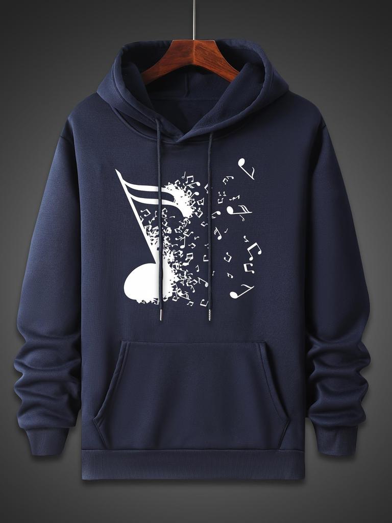 Broken Flying Notes Art Print Men's Hoodie Soft Running Hoodie Casual Autumn and Winter Streetwear Unisex Loose Fleece Hoodie