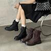 Autumn and winter women's leather boots side zipper large size women's boots leather versatile medium heel Martin boots new comfortable low boots