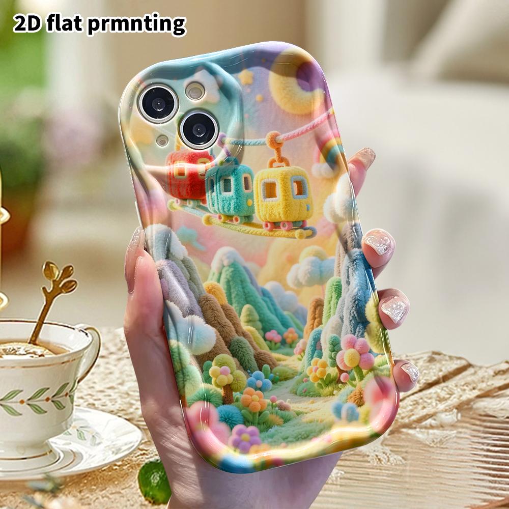Phone Case: 2D flat, fits iPhone 18, 17, 16, 15, 14, 13, 12Pro protective case, cable car valley, perfect Christmas and Halloween holiday gift