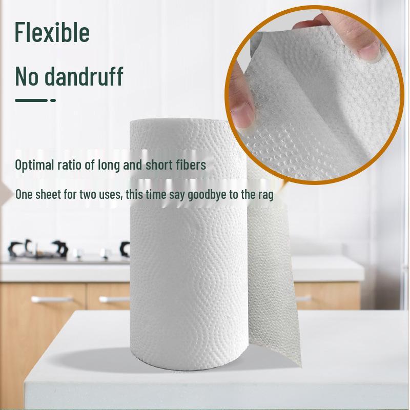 Qixing Bamboo Pulp Kitchen Tissues: Oil & Water Absorbent, 10 Rolls.