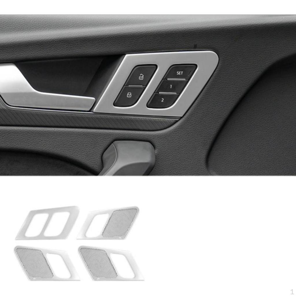 Luxury Sedan Q5L Door Speaker Trim Sticker, Metal Decoration, 20182025 Silver Large Cover