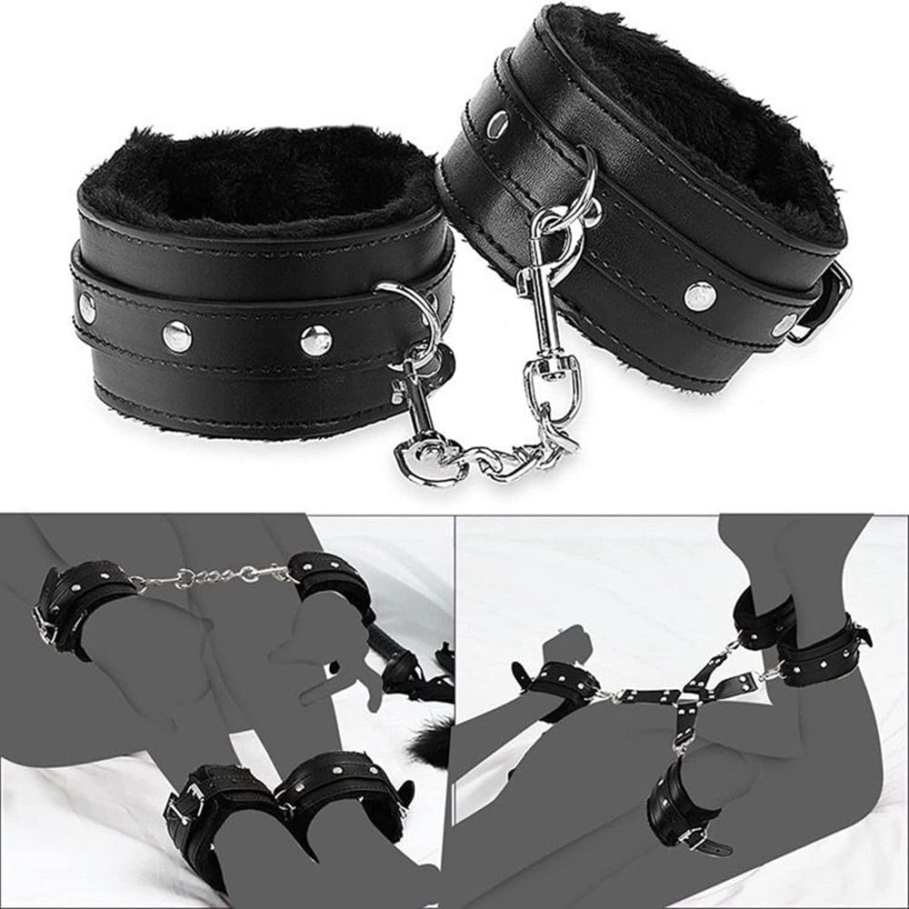 BAOQISHAN Restraints SM Goods Eye Mask Black SM Goods SM Set SM Play Fluffy Painless Restraints Handcuffs Foot Shackles Cross Shackles Eye Mask Adult