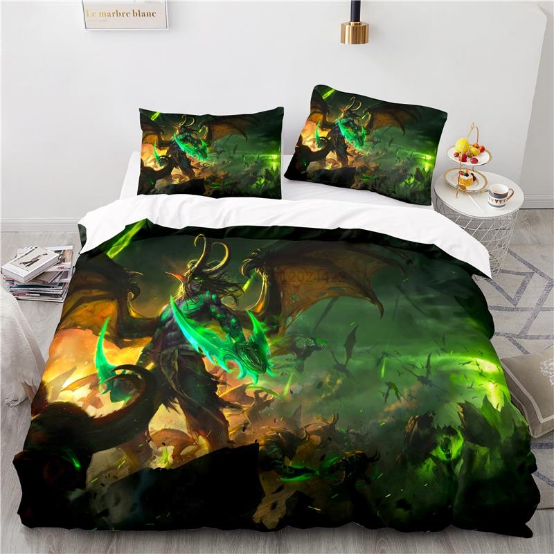 World of Warcraft Games Bedding Set Horde Banner Flag Printed Duvet Cover Set Pillowcase Twin Full Queen King Size Drop Shipping