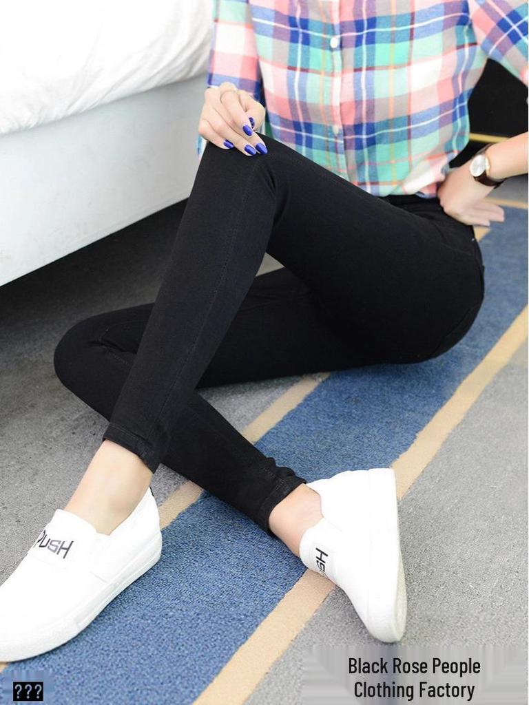 2025 Autumn Korean Style High-Waisted Women's Plus Size Stretch Skinny Jeans