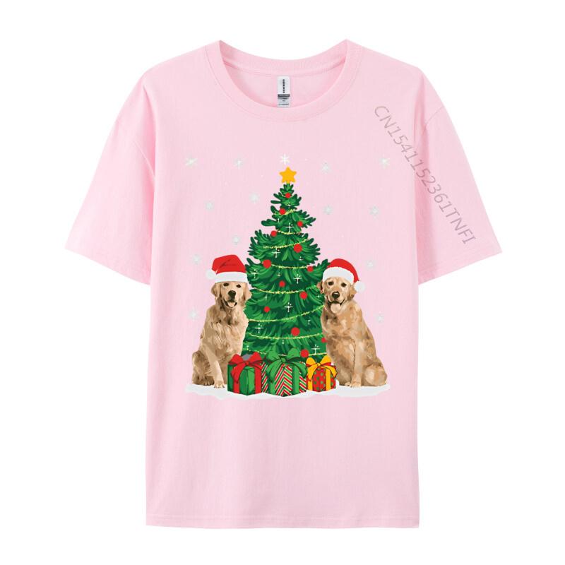 Xmas Lighting Santa Golden Retriever Tshirt Unisexs Tshirt Personalized Print T Shirt Black Best Gift Clothing