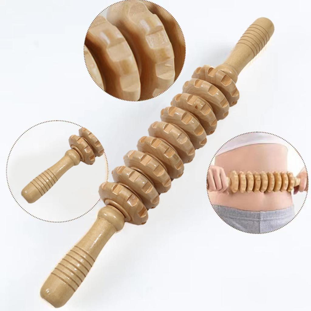 Wooden Therapy Massager Roller Trigger Point Massager Stick for Fascia Cellulite Muscle and Abdomen Body  Muscle Belly Relief Tool
