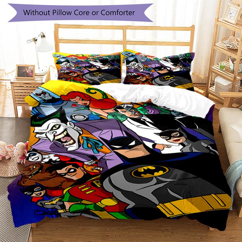 3pcs Batman Bedding Set Duvet Cover Closure Includes 1 Duvet Cover & 2 Pillowcases, Soft and Comfortable for All Seasons.
