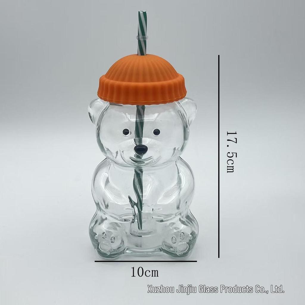 Kubek Kreskówkowy Niedźwiedź z Pokrywką i Słomką - Gorący Produkt Kubek do Kawy