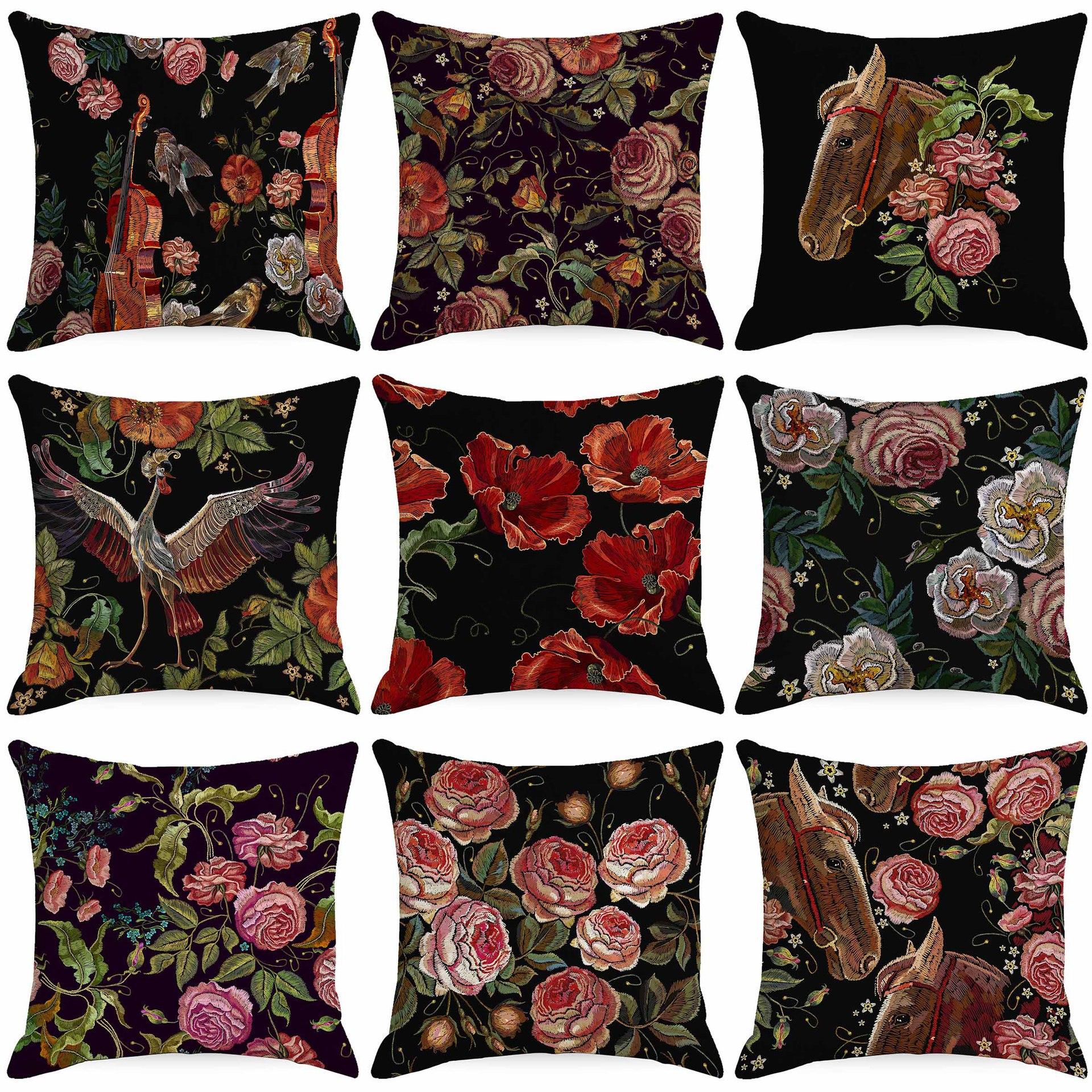 Writing A Notebook Unisex Imitation Embroidered Flower Pillowcase Home Sofa Cushion Pillowcase Decoration