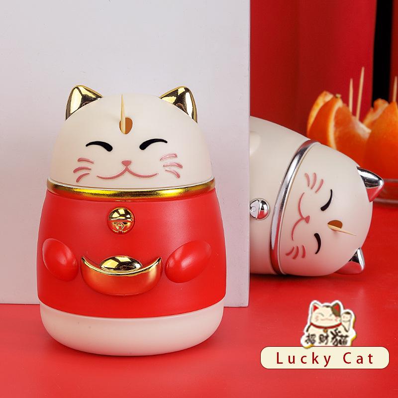 Lucky Cat Automatic Pop-Up Toothpick Holder - Creative Cartoon Design