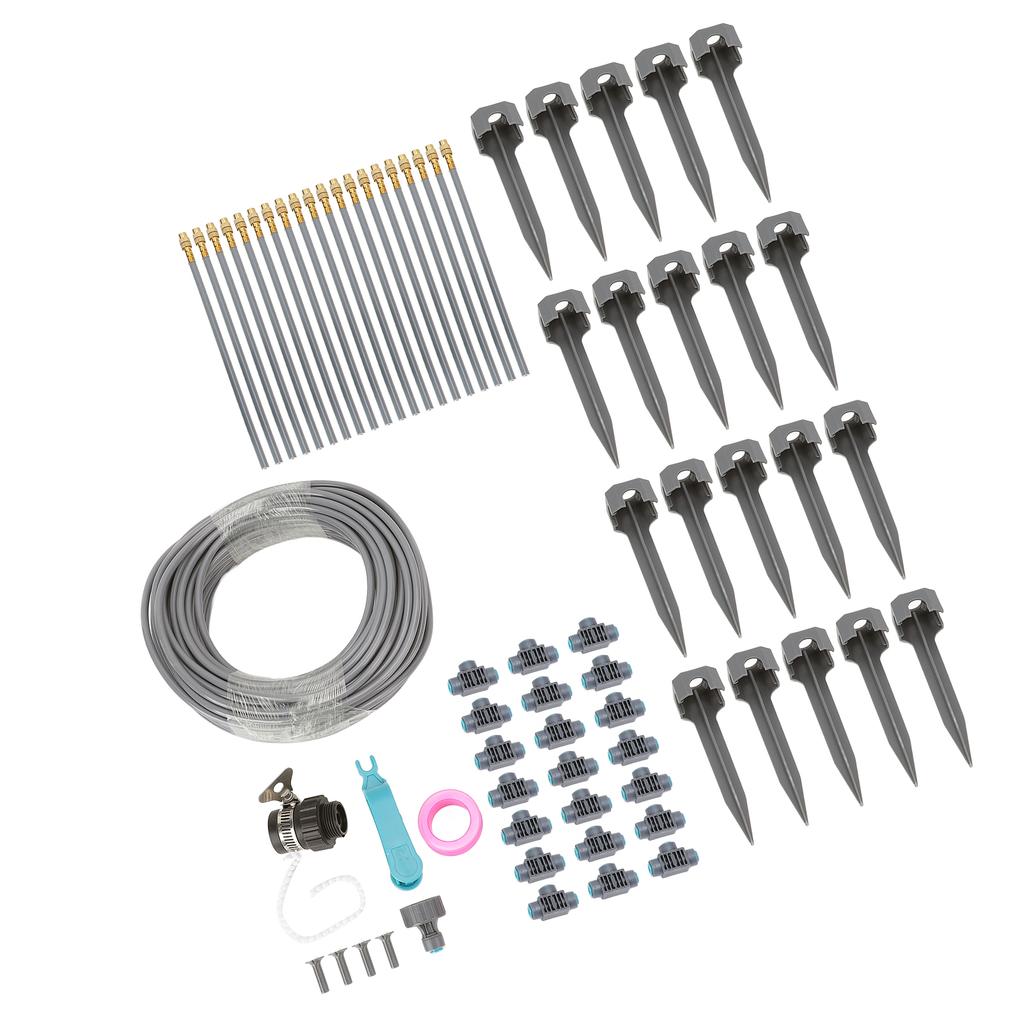 Garden Watering Misting System 82FT 4/7 PVC Hose Drip Irrigation Sprinkler Kit with Quick Connectors for Greenhouse Plant Lawn