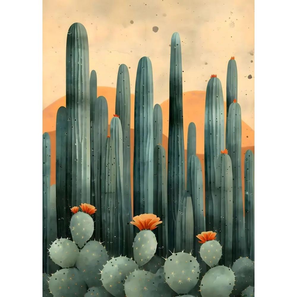 Vintage Mexican Cactus Poster Floral Moon Aesthetic Canvas Painting Prints Colourful Wall Art Picture Room Home Decor