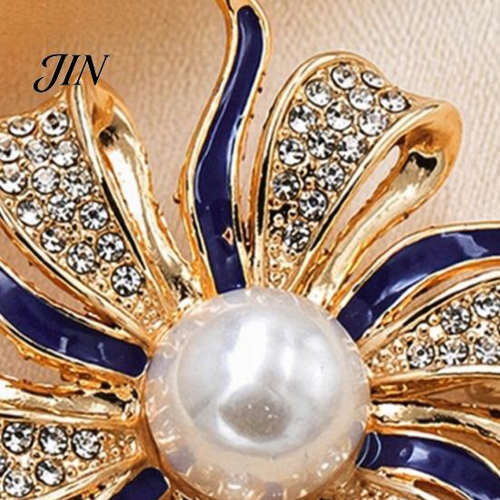 Elegant Flower Brooch Oil Dripping Rhinestone Brooch, Faux Pearl Lapel Pin, Pin Sweater Cardigan Coat Clothing Accessories, Jewelry Gift for