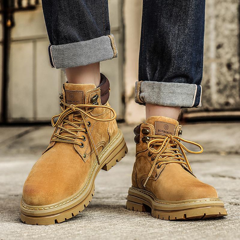 Lace-Up Leisure Outdoor Footwear Street Style Male Sneakers High Top Suede Leather Boots Fashion Motorcycle Ankle Boots for Men