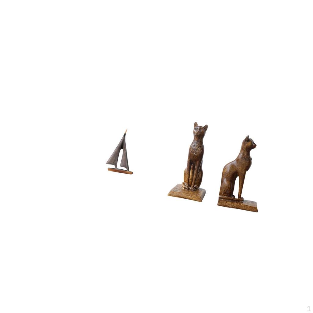 Sailing Boat Cat Decor Sailboat Statue Figurines Ship Ornament Decorative Art Bookends Model for