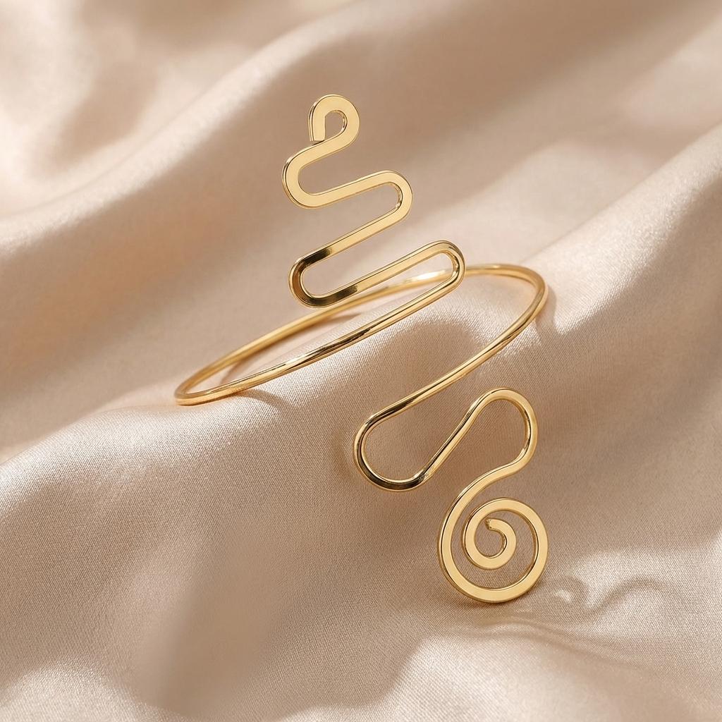 Geometric Line Wrapped Arm Cuff Adjustable Open Arm Cuff Women s Simple Fashion Accessory Holiday Gift