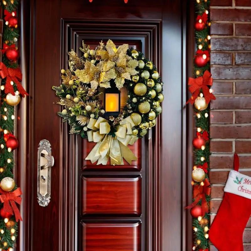 Christmas Wreath for Front Door Red Gold Window Wall Door Decorations 2025 Christmas Garland Ornament Guirnalda Navidad