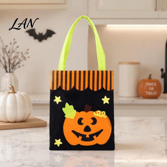 Holiday Photo Props Halloween Candy Bag, Cute Pumpkin Ghost Tote for Kids, Spooky Stiff Material Pouches Cartoon Pattern Treat Bag Party, Trick