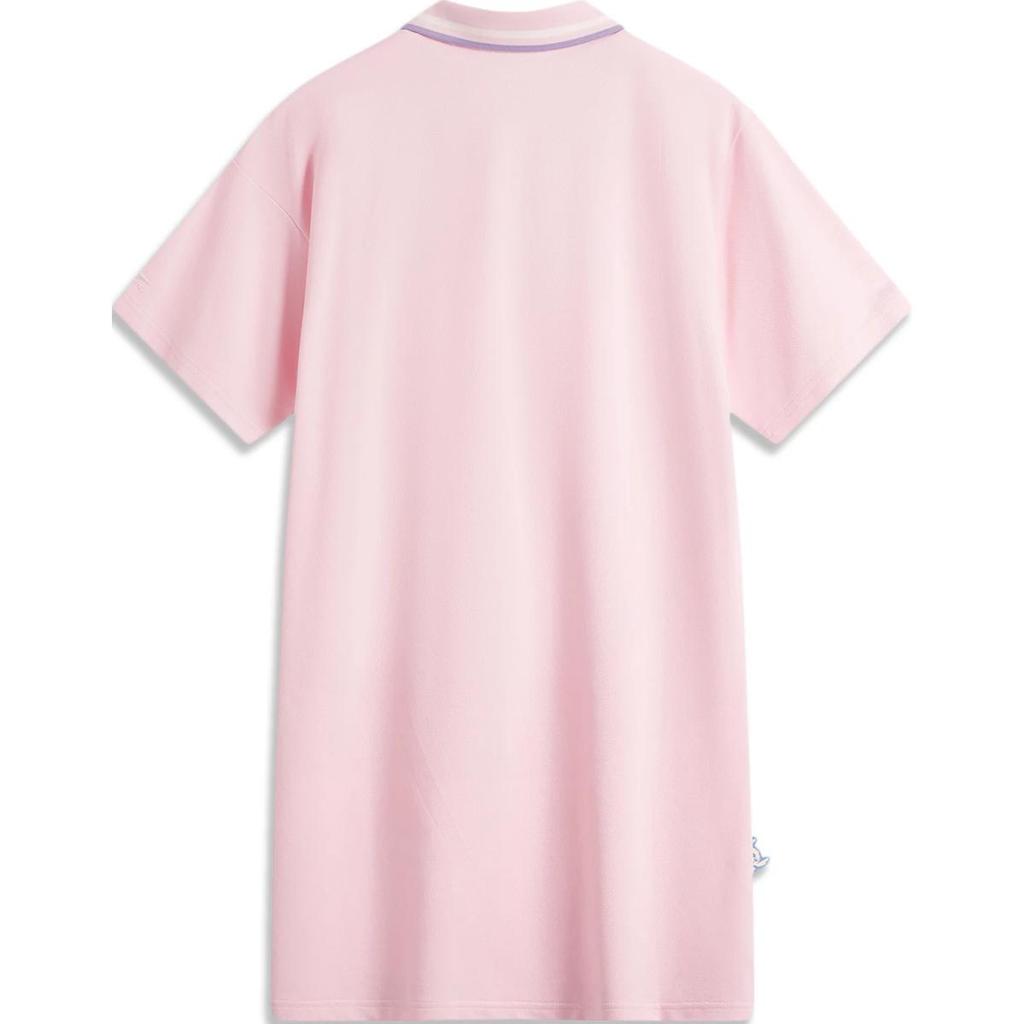 Li Ning X Disney Collaboration Stitch Series Solid Color Comfortable Breathable Versatile Casual Sports Short Sleeve Dress Women Dresses ASKU068-4