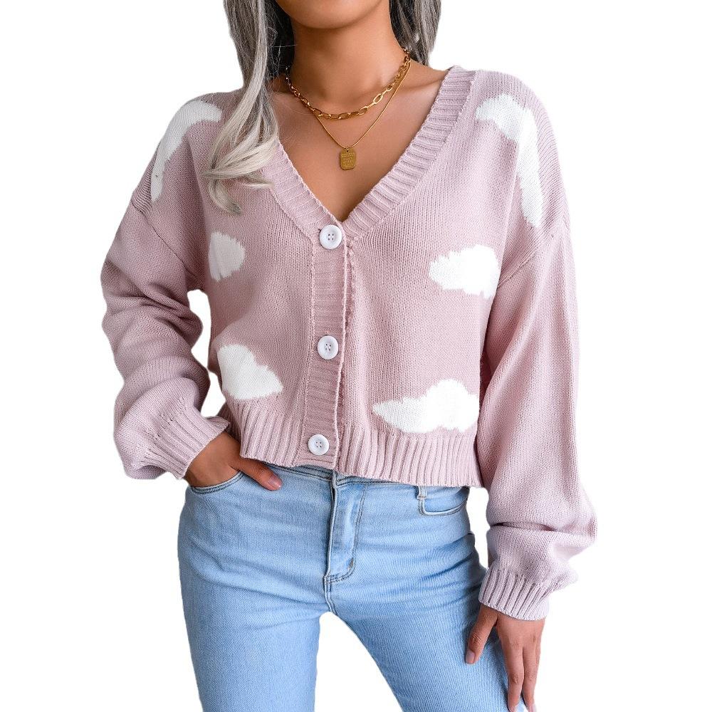 Autumn/Winter New Arrival White Cloud Knitted Cardigan Sweater for Women Women's Knitted Top