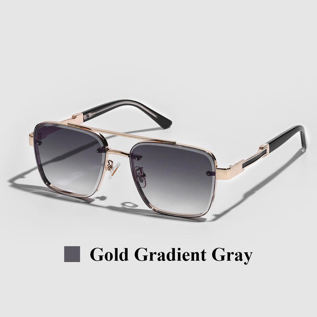 Ruiao Square Mens Designer Sunglasses Metal Frame Gradient Luxury Shades UV400 Rectangle Pilot Sun Glasses for Men