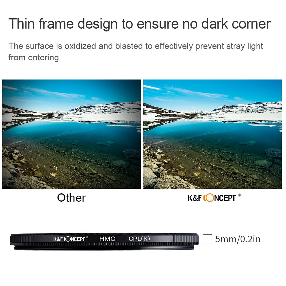 K&F CONCEPT 67mm 77mm 82mm Nano-K CPL Camera Lens Filter Ultra Slim Optics Multi Coated Circular Polarizer with 3 Cleaning Cloth