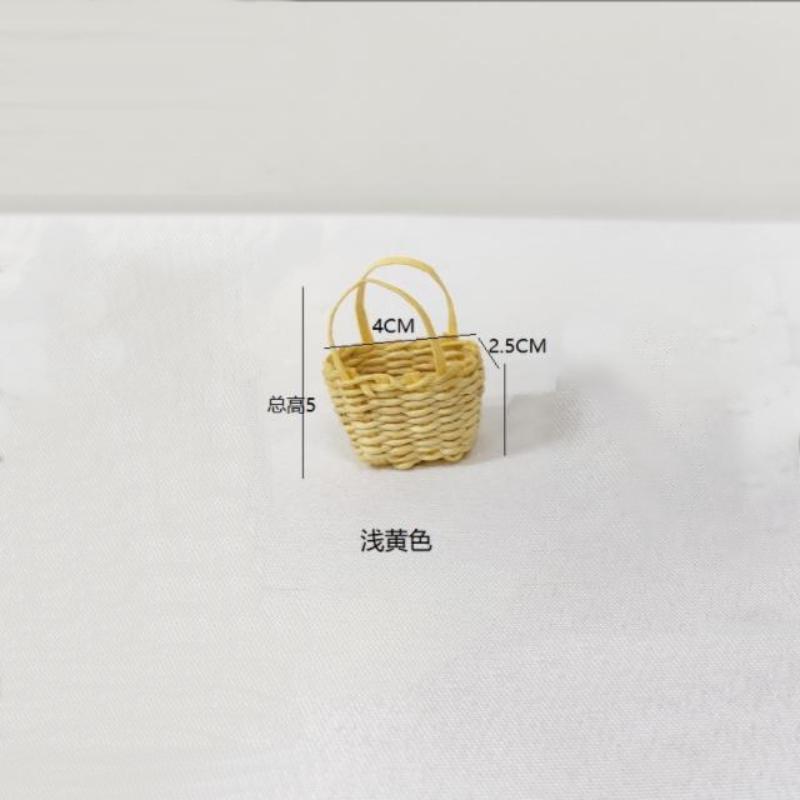 1Pcs Storage Basket Scene Props Dollhouse Mini Woven Flower Basket Carrying Basket Miniature Model Daily Necessities Decor