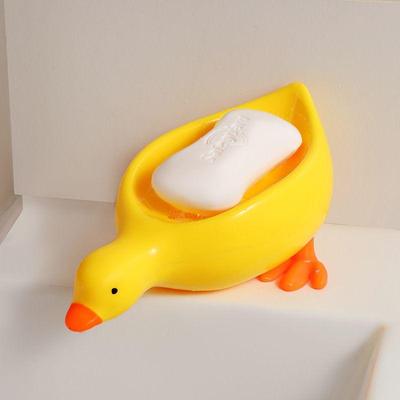 Little Yellow Duck Soap Box Cartoon Drain Soap Holder Household Creative Soap Container Bathroom Jewelry Storage Gadgets Toilet Shelf