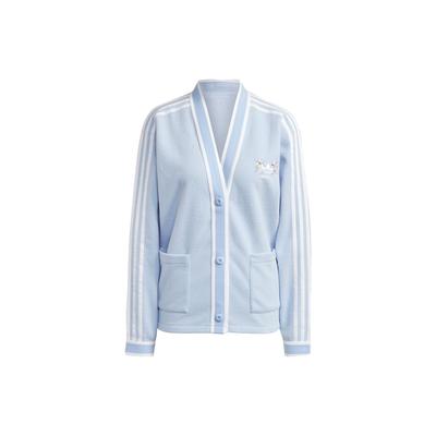 Originals Windbreaker Cardigan Button Front Relaxed Fit Knit Jacket Women Blue Multi IP3760
